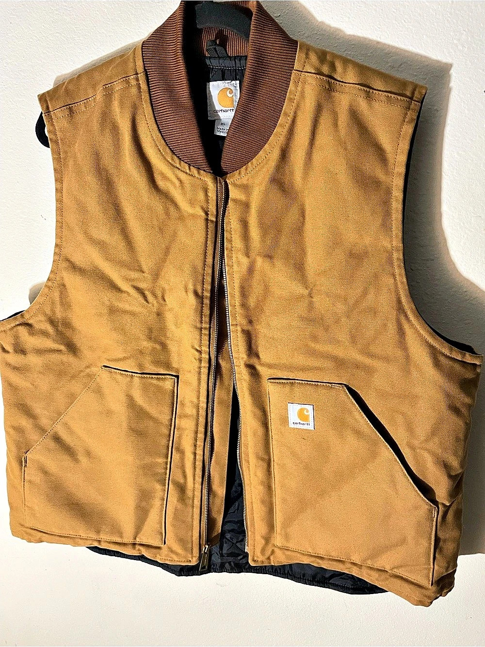 Carhartt Relaxed Fit Firm Duck Insulated Rib Collar Vest (V01) ) Brown Workwear